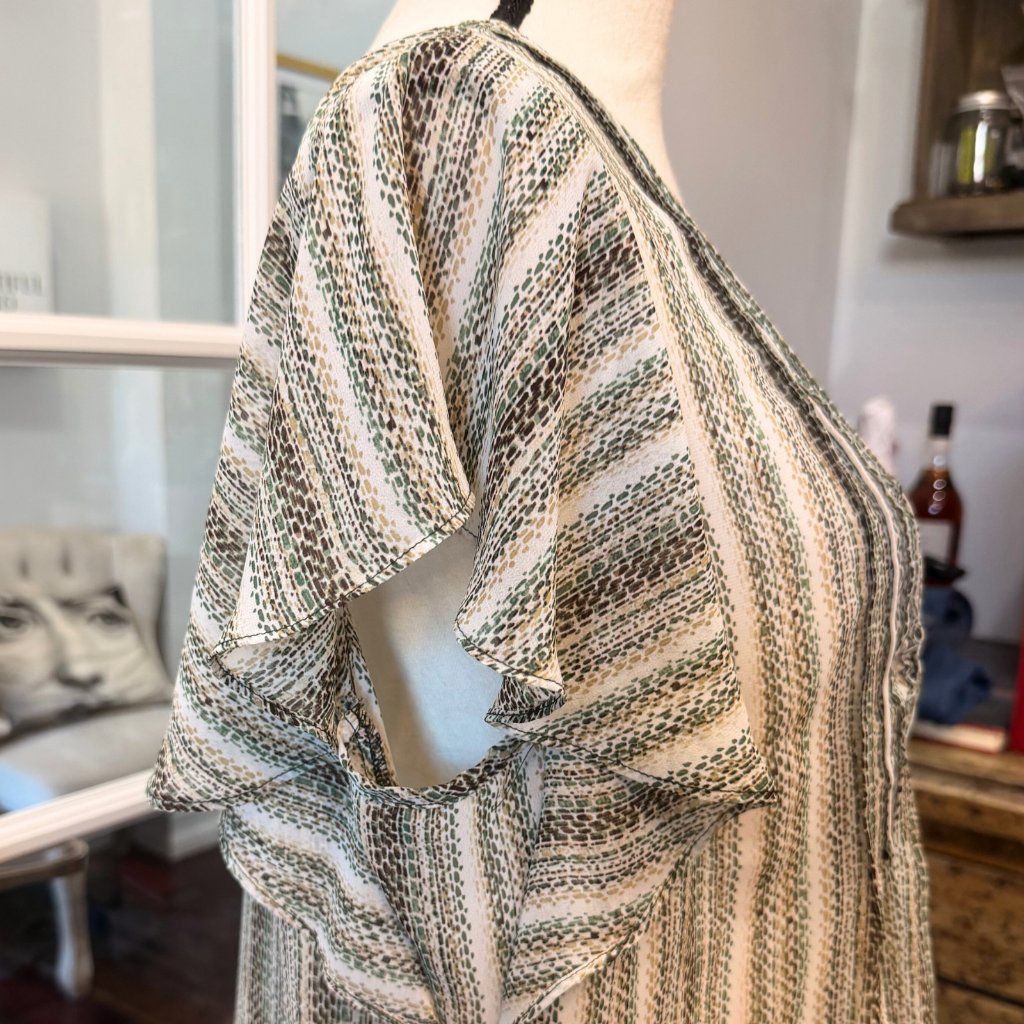 Liverpool Los Angeles Striped Boho Peasant Top Blouse Neutral Flutter Sleeve Xl — image 6 of 8